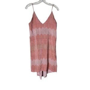 Morgan Carper Silk Slip Dress Women’s XS Orange Lavender Geometric Print